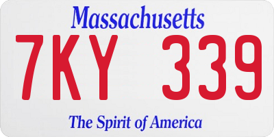 MA license plate 7KY339