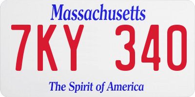 MA license plate 7KY340