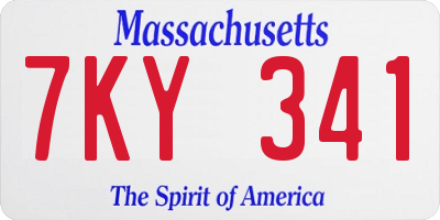MA license plate 7KY341