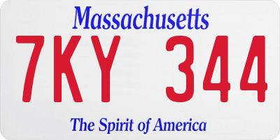 MA license plate 7KY344