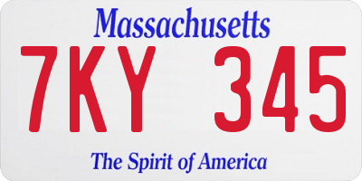 MA license plate 7KY345