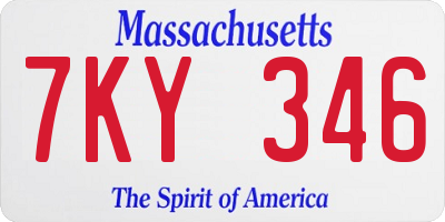 MA license plate 7KY346