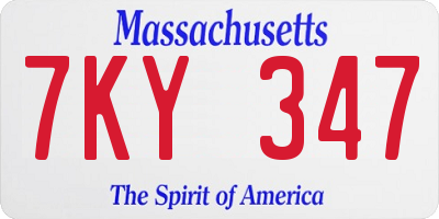 MA license plate 7KY347
