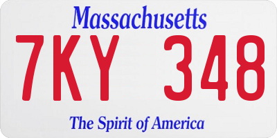 MA license plate 7KY348