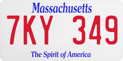 MA license plate 7KY349