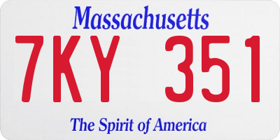 MA license plate 7KY351