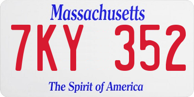 MA license plate 7KY352