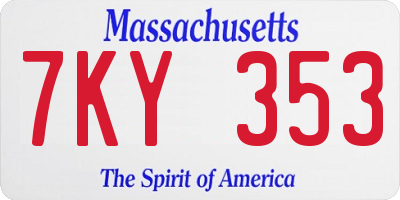 MA license plate 7KY353