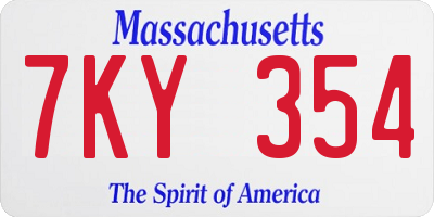 MA license plate 7KY354