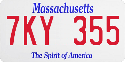 MA license plate 7KY355