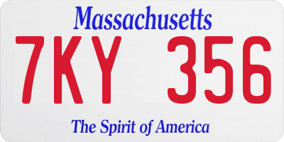 MA license plate 7KY356