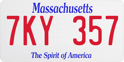 MA license plate 7KY357