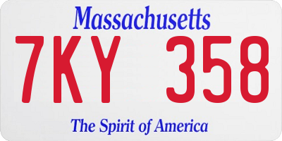 MA license plate 7KY358