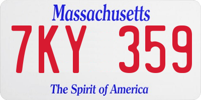MA license plate 7KY359
