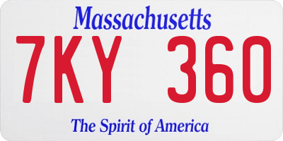 MA license plate 7KY360