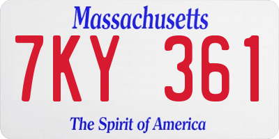 MA license plate 7KY361