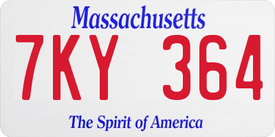 MA license plate 7KY364