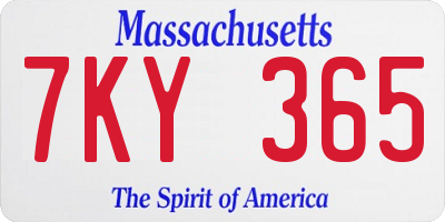 MA license plate 7KY365
