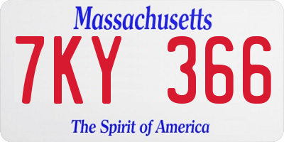 MA license plate 7KY366