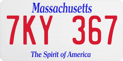 MA license plate 7KY367