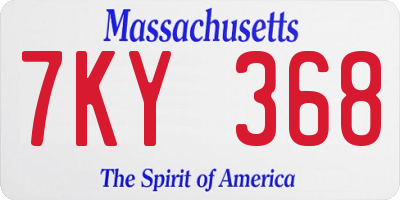 MA license plate 7KY368