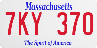 MA license plate 7KY370