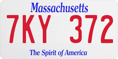 MA license plate 7KY372