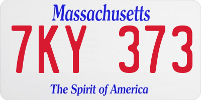 MA license plate 7KY373