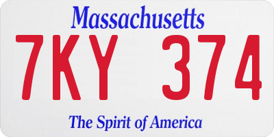 MA license plate 7KY374