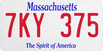 MA license plate 7KY375