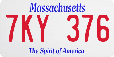 MA license plate 7KY376