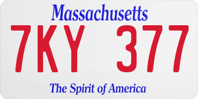 MA license plate 7KY377