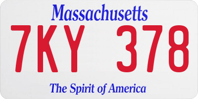 MA license plate 7KY378