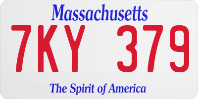 MA license plate 7KY379