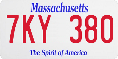 MA license plate 7KY380