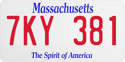 MA license plate 7KY381