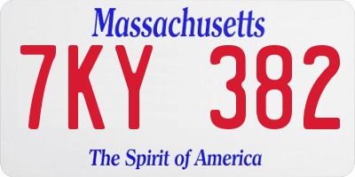 MA license plate 7KY382