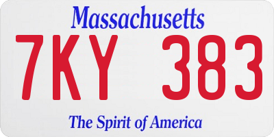 MA license plate 7KY383