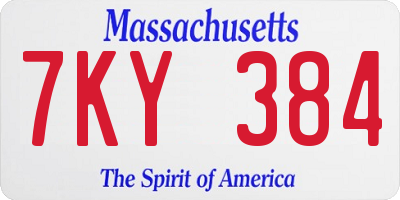 MA license plate 7KY384