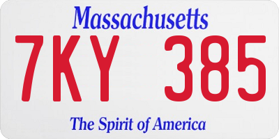 MA license plate 7KY385