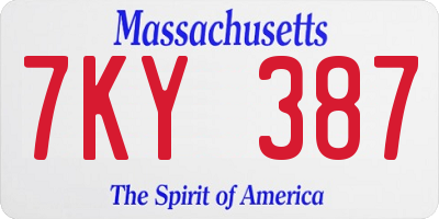 MA license plate 7KY387
