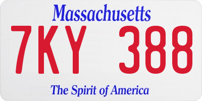 MA license plate 7KY388