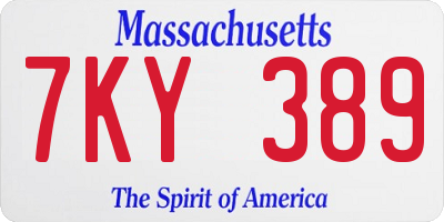 MA license plate 7KY389