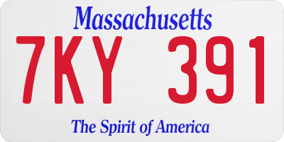 MA license plate 7KY391