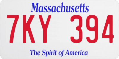 MA license plate 7KY394