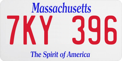 MA license plate 7KY396
