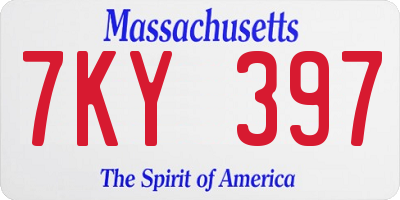 MA license plate 7KY397