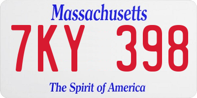 MA license plate 7KY398