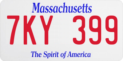 MA license plate 7KY399
