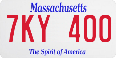 MA license plate 7KY400